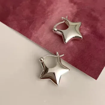 Серьги с пентаграммой из серебряной иглы S925 2023, Модный дизайн, Простые серьги-гвоздики в виде звезды для женщин, Ювелирные изделия для девочек Оптом